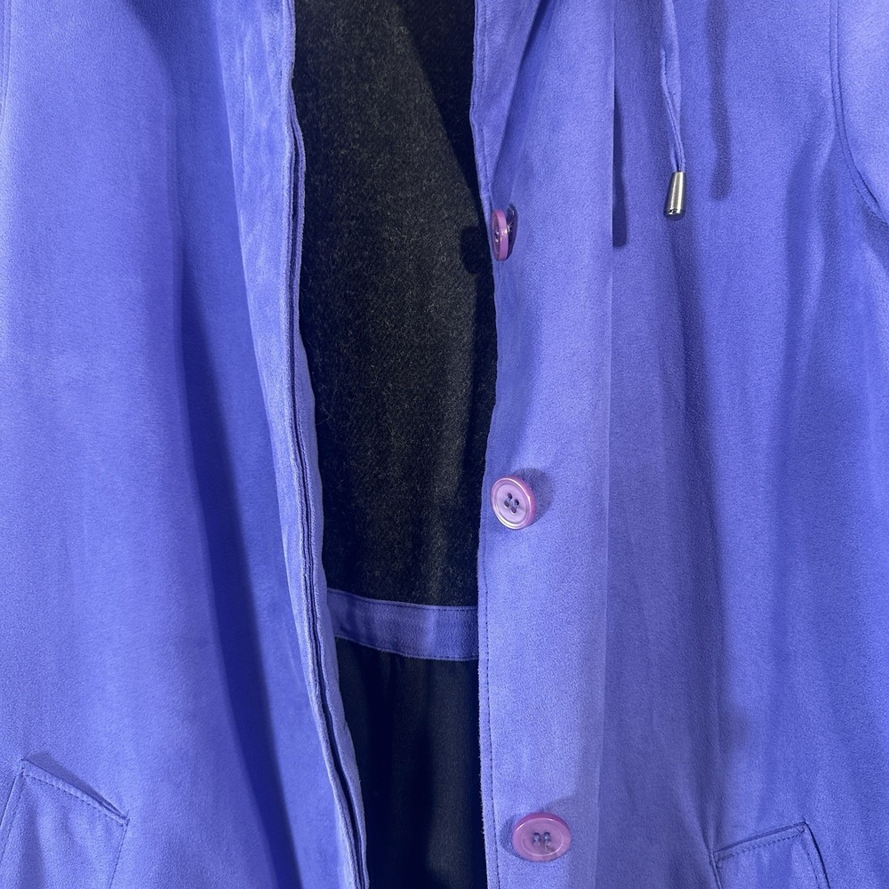 Appleseed's Women's Petite Large Women's Purple Faux‎ Suede Button Front Coat - Picture 2 of 11
